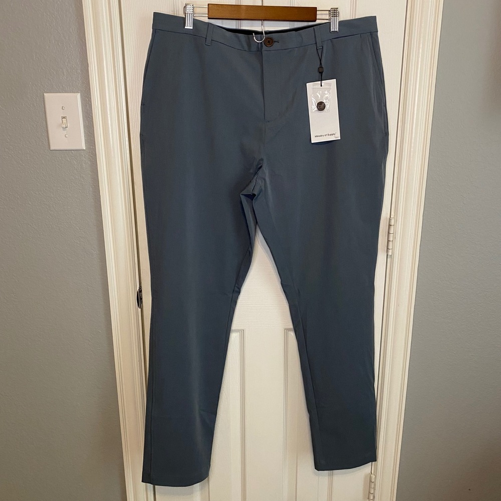 Ministry of Supply Kinetic Pants‎ Mens 38x31 Blue Grey Technical Chino Stretch